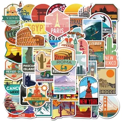 10/30/50PCS Ville Tourisme Paysage Bâtiment Autocollant Cahier Dessin Animé Graffiti Bagages Téléphone Autocollant En Gros 
