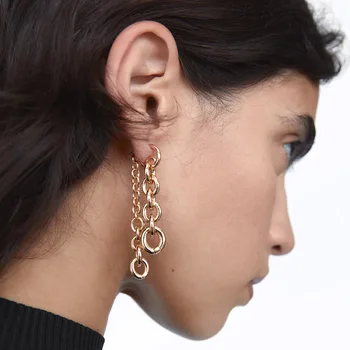 

ZA Trendy Long Gold Metal Chain Drop Earrings For Women 2020 New Vintage Geometric Alloy Tassel Earring Jewelry Gifts