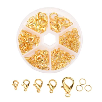 

Hand Craft DIY Zinc Alloy Jewelry Making Replacement Parts Necklace Plated Style Repair Lobster Clasp Set Hooks Jump Rings