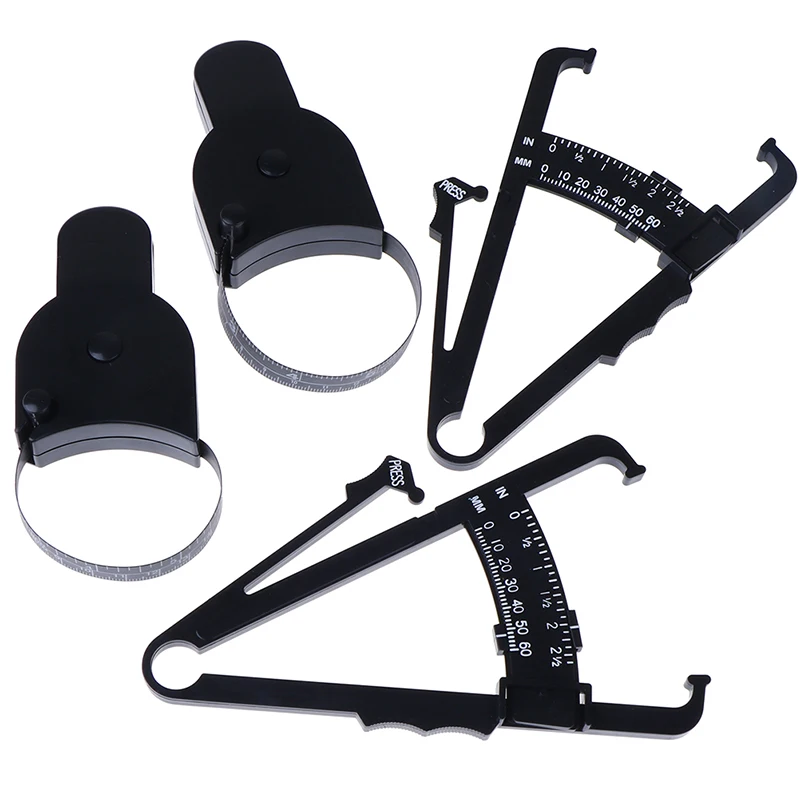 Body fat caliper 70mm Skinfold Body Fat Caliper Set Measure Tape Body Fat Monitors Tester Skinfold Measurement Tool