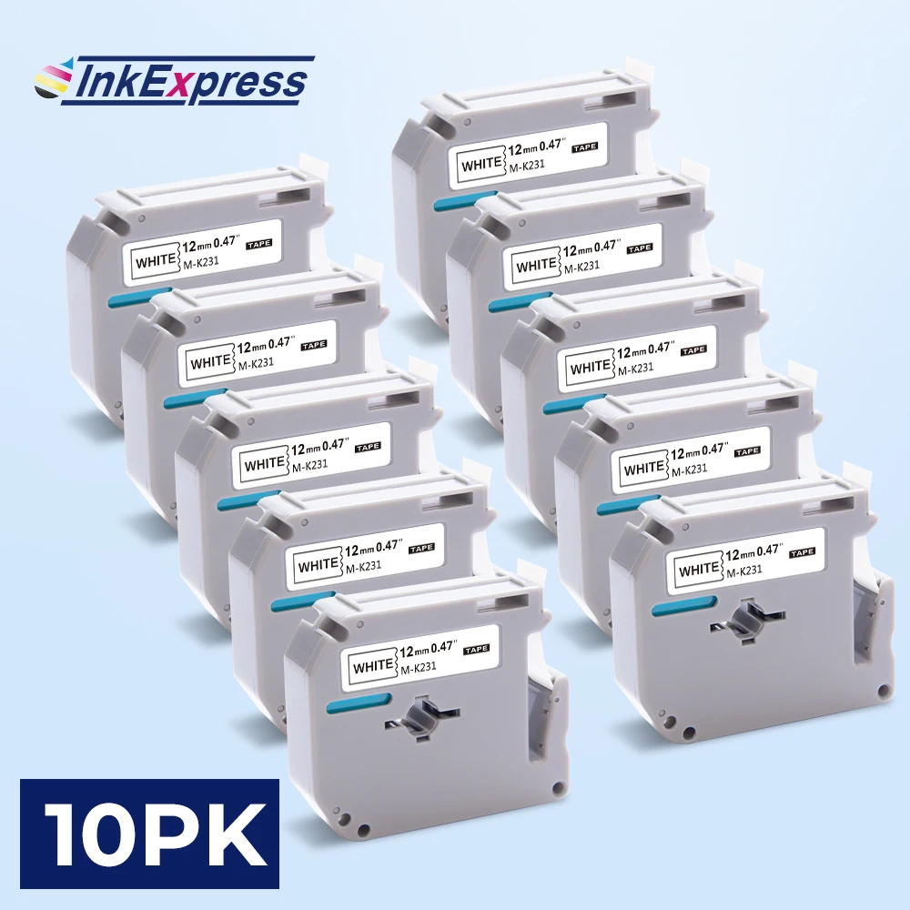 Лента InkExpress 10PK для принтера Brother MK 231 черная на белом цвете лента этикеток 12 мм MK231