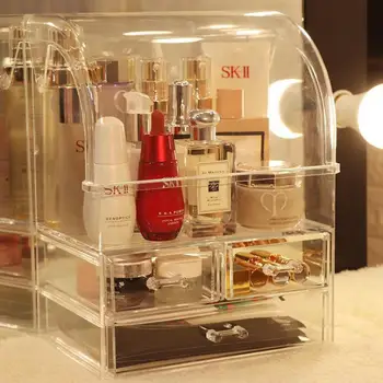

Cosmetic Receiving Box Covered Dust-proof Acrylic Desktop Drawer Type Student Household Large Capacity Transparent Storage