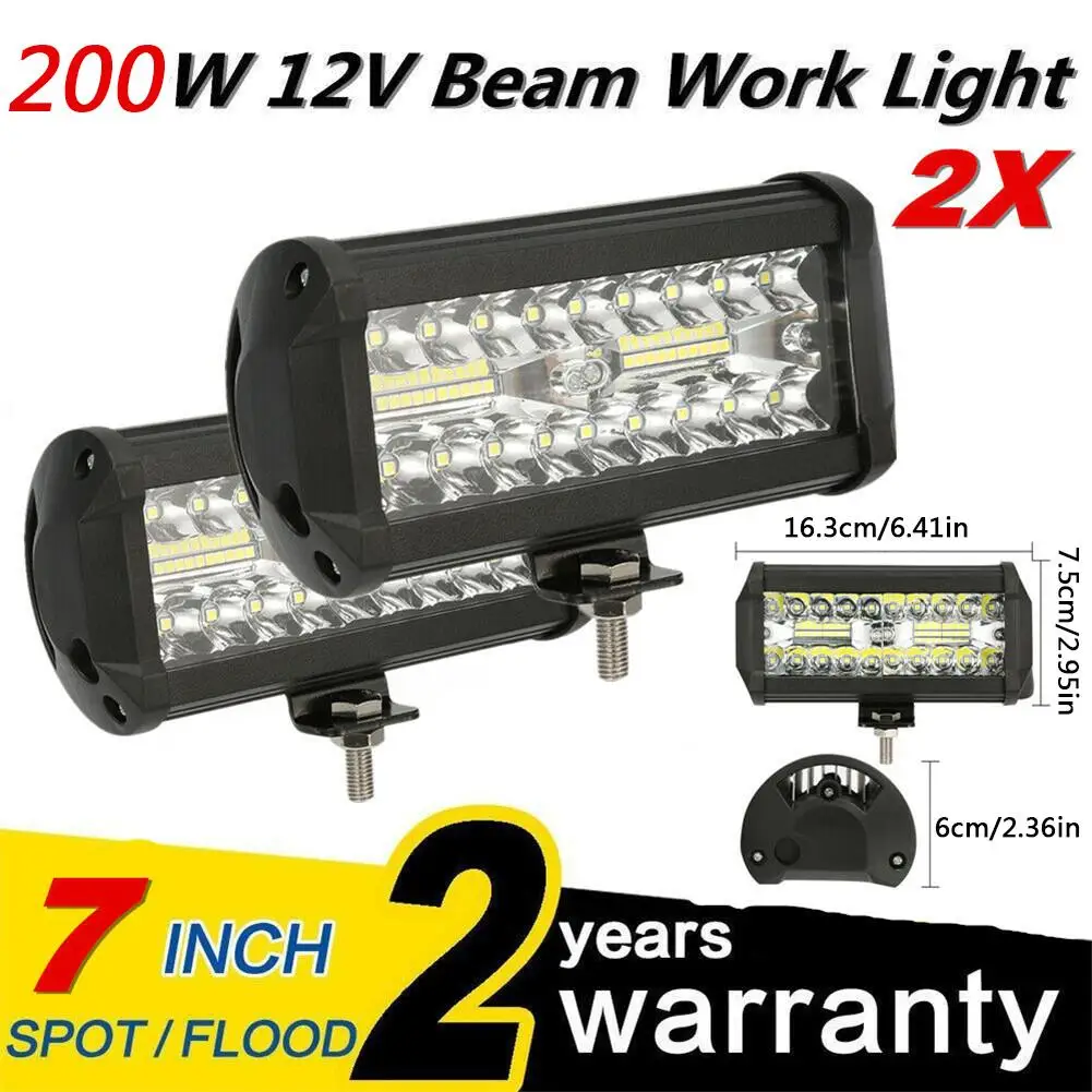 2PCS 400W IP67 7'⟊r Led Headlights Fog Lights LED Work Light Bar Spot Flood Beams Combo For Jeep Suv Truck Hunters Bicycle |