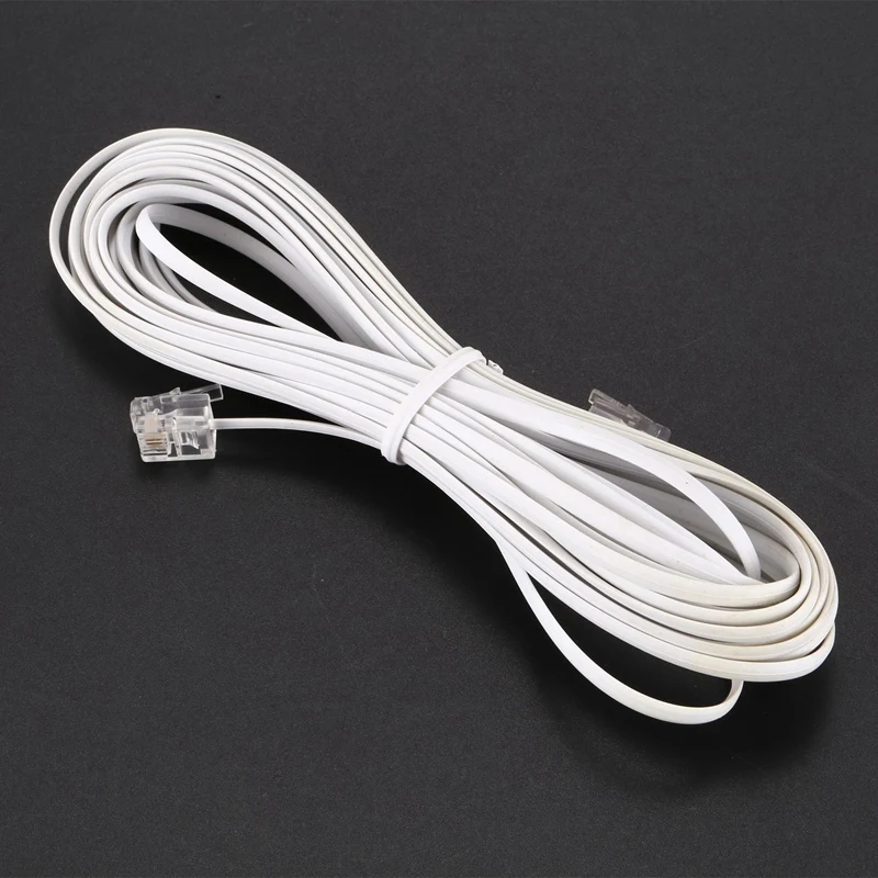 Белый 6P2C RJ11 длинный 6 м (20 футов) телефонный удлинитель Модульный Телефонный 20