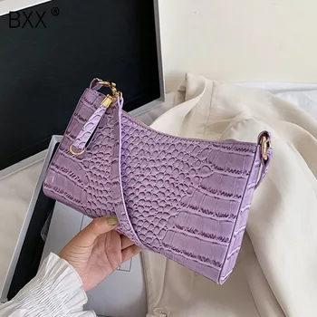 

[BXX] Crocodile Pattern Solid Color PU Leather Crossbody Bags For Women 2020 Spring Chain Shoulder Handbag Lady Travel Bag HM825