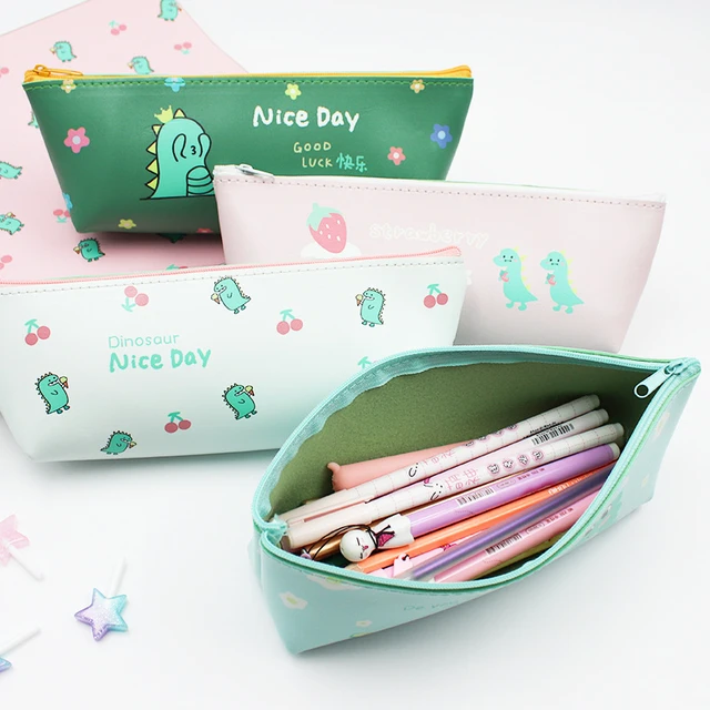 WISHKEY Cute Dino Pencil Pouch for Girls and Boys