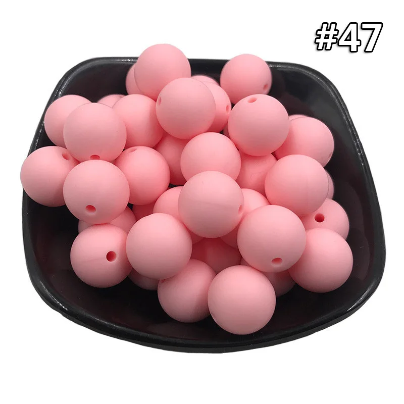 20Pcs Beads 47 20 шт. DIY силиконовые круглые бусины 9 мм Детские Прорезыватели для зубов пищевой класс Детские трофеи BPA бесплатно для детских зубов Уход за necklace ем делая игрушку - Цвет: 20Pcs Beads 47