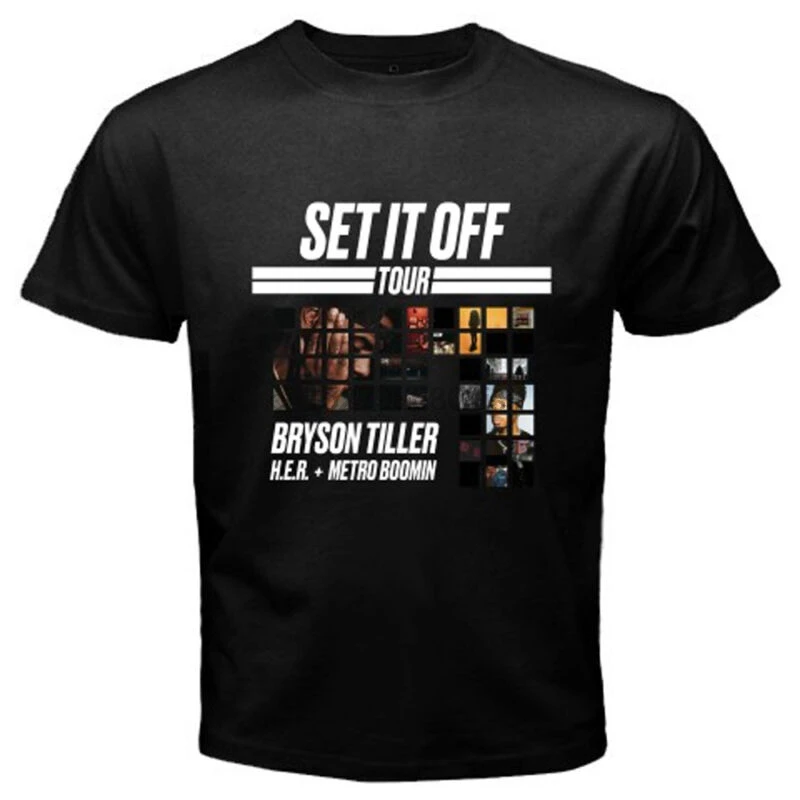 New Bryson Tiller Set It Off Tour Music Mens Black T Shirt Size S 3XL|T ...
