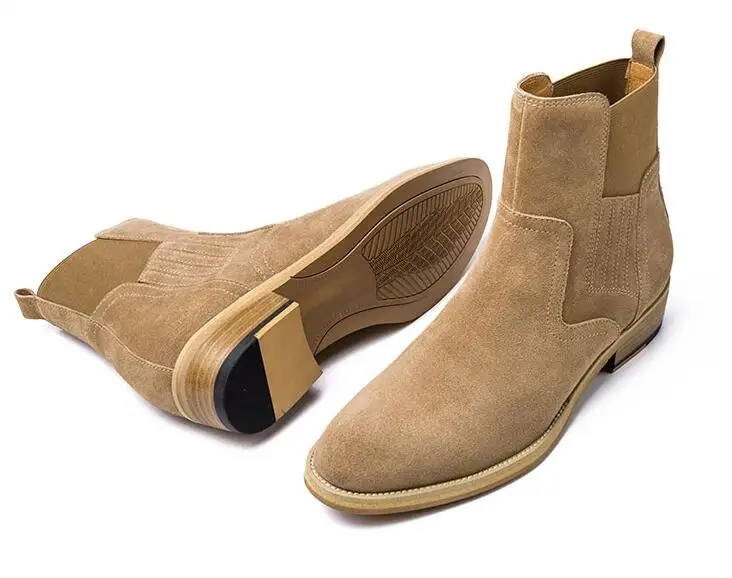 men winter boots men shoes Pointy Chelsea boot sleeve high mercerized suede Martin high top boot for men nubuck leather