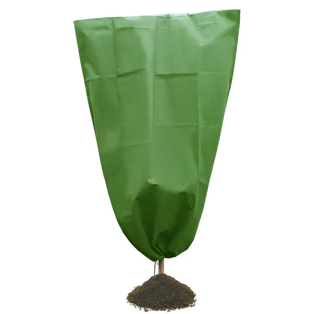 Зеленые и белые сумки для защиты растений из нетканого материала, зимние морозные теплые чехлы на шнурках - Цвет: Green