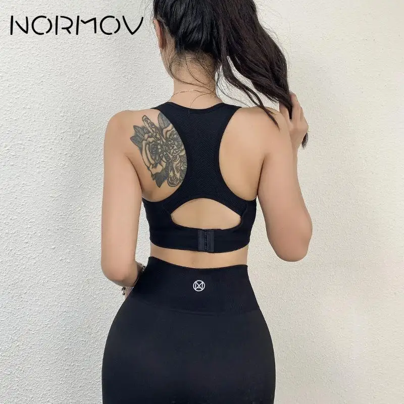 NORMOV, спортивный бюстгальтер, бесшовный, для фитнеса, с эффектом пуш-ап, бюстгальтер для занятий йогой, сексуальный, с вырезом на спине, спортивная одежда, топ, жилет