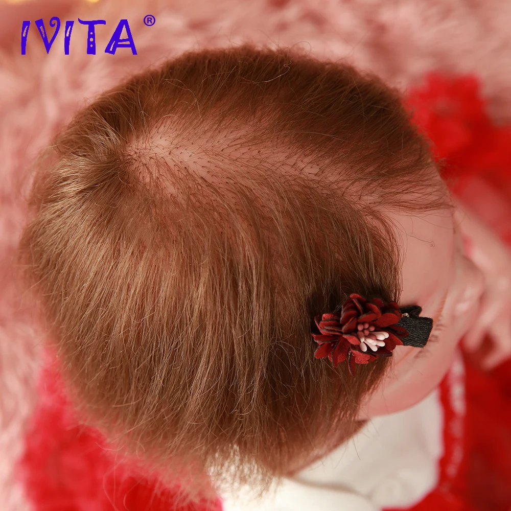 IVITA DS1814 полностью силиконовая кукла-Реборн, Реалистичная виниловая кукла для новорожденных принцесс с посаженными волосами, Игрушки для маленьких девочек для детей
