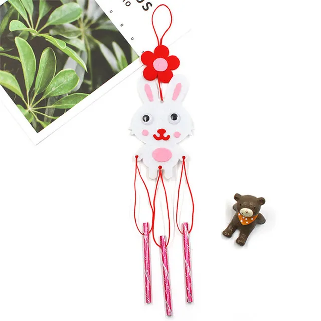 4Pcs/set Children DIY Wind Chimes Handmade Craft Toy Kits Wind Bell Arts Cartoon Hangings Stickers Kids Windbell Toys For Girls 3