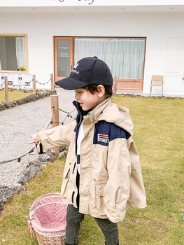 

Boys Windbreaker Jacket Hooded Tide Long Korean Version of Spring Baby Western Style Children's Clothing 2020 Spring New