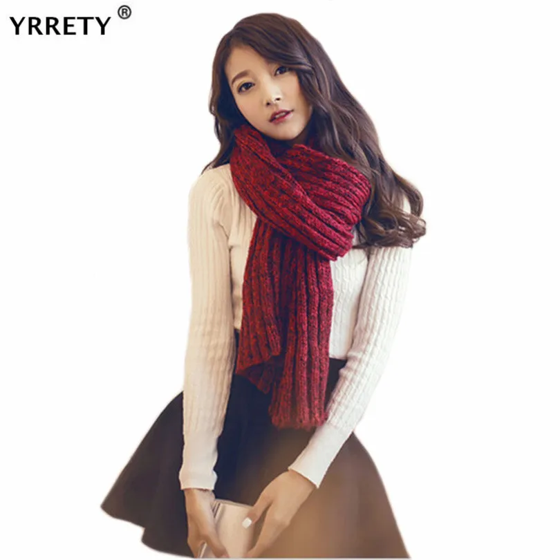 

YRRETY Women Scarf Winter Thicken Warm Soft Pashmina Shawls Wraps Female Knitted Wool Long Scarf For Ladies Warm Neck Wholesale