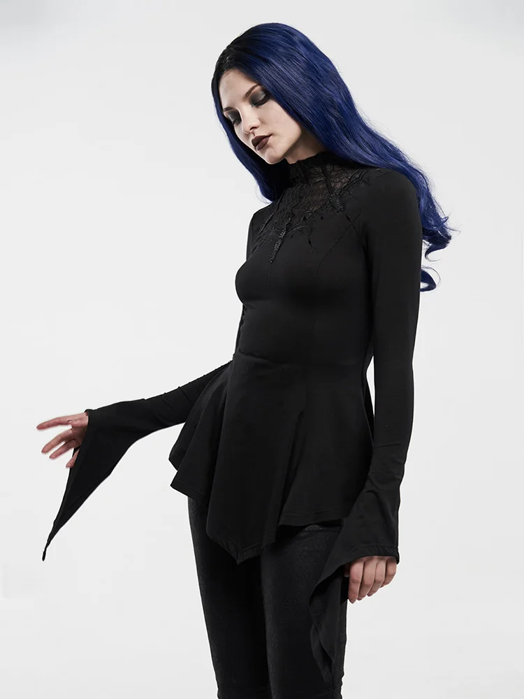 PUNK RAVE Women's Gothic Embroidery Turtleneck