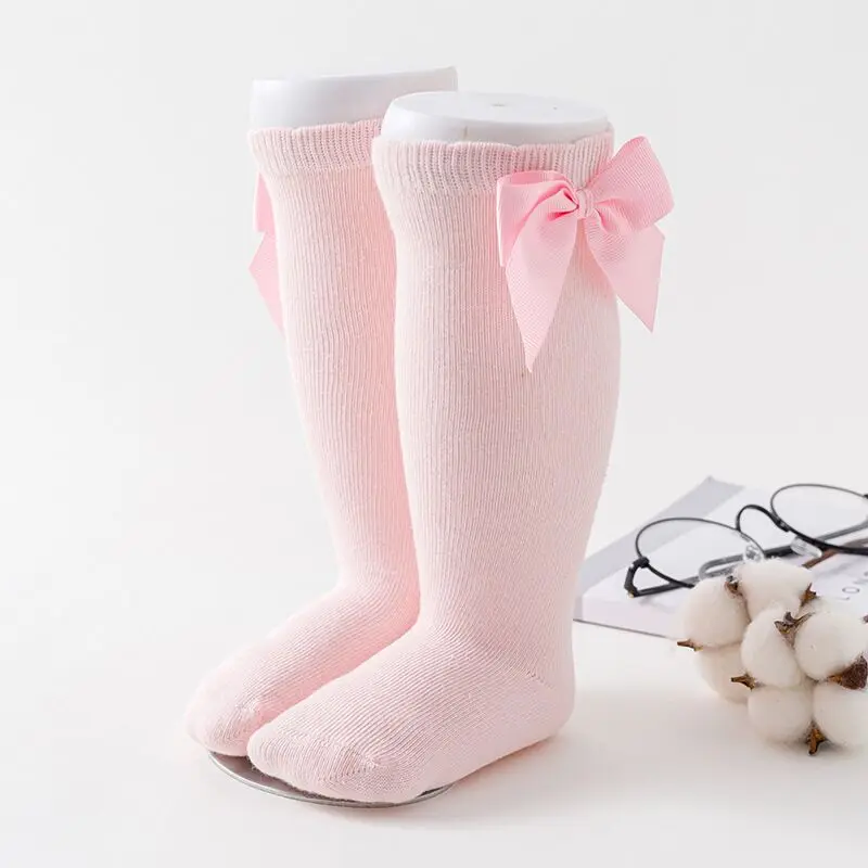 Light Pink Носки для новорожденных девочек с бантиками, гольфы принцессы для девочек, Хлопковые гольфы для малышей, милые детские носки - Цвет: Light Pink