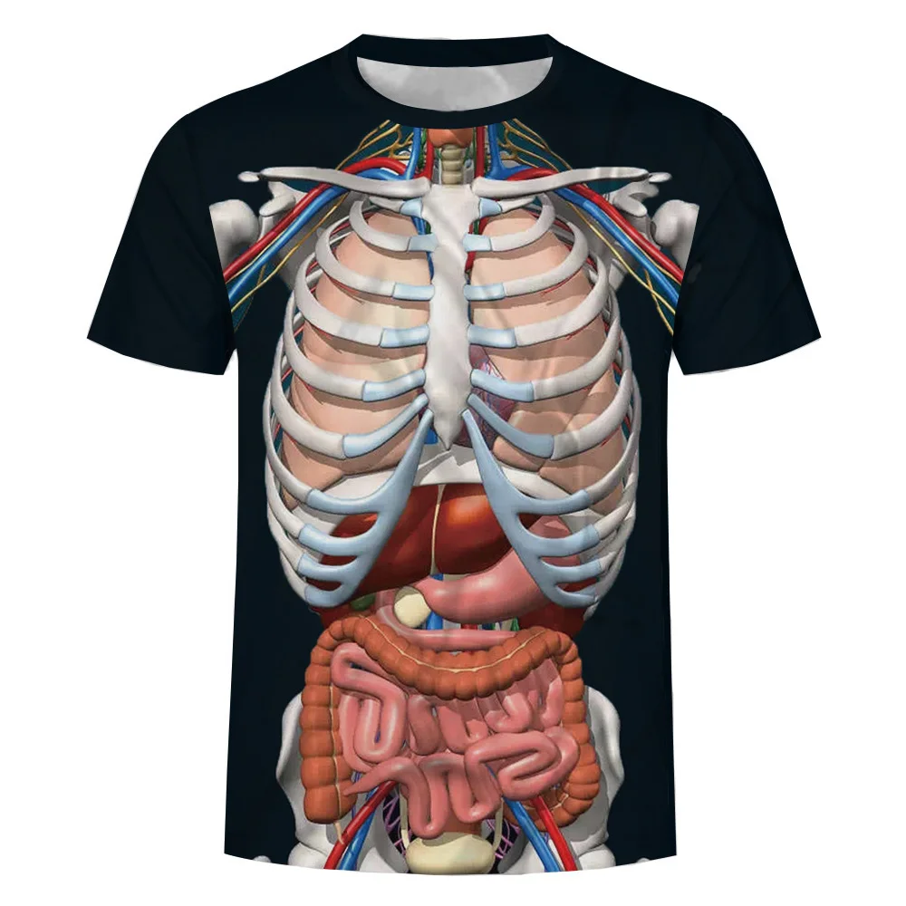 Vessos короткий рукав топы женские Анатомия печатных футболки легкие повседневные джинсы полиэстер S-6XL 3D
