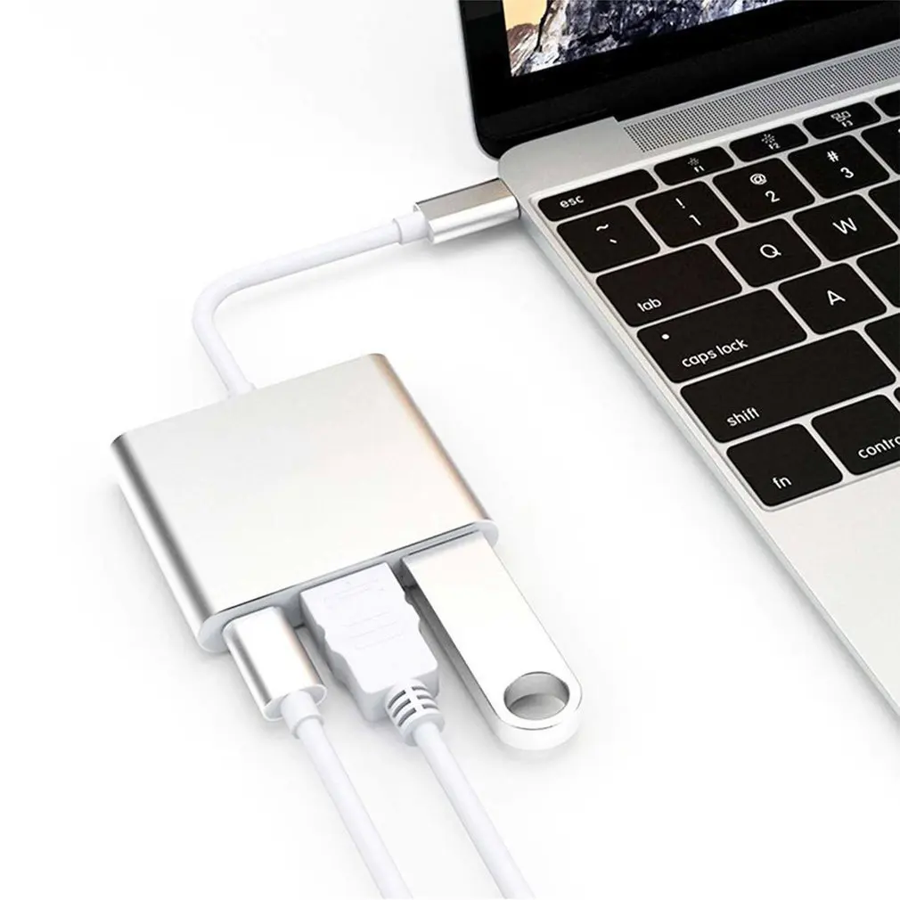 USB-C к HDMI 3 в 1 кабель конвертер для Apple Macbook USB 3,1 Thunderbolt 3 type C переключатель к HDMI 4K концентратор адаптер кабель 1080P