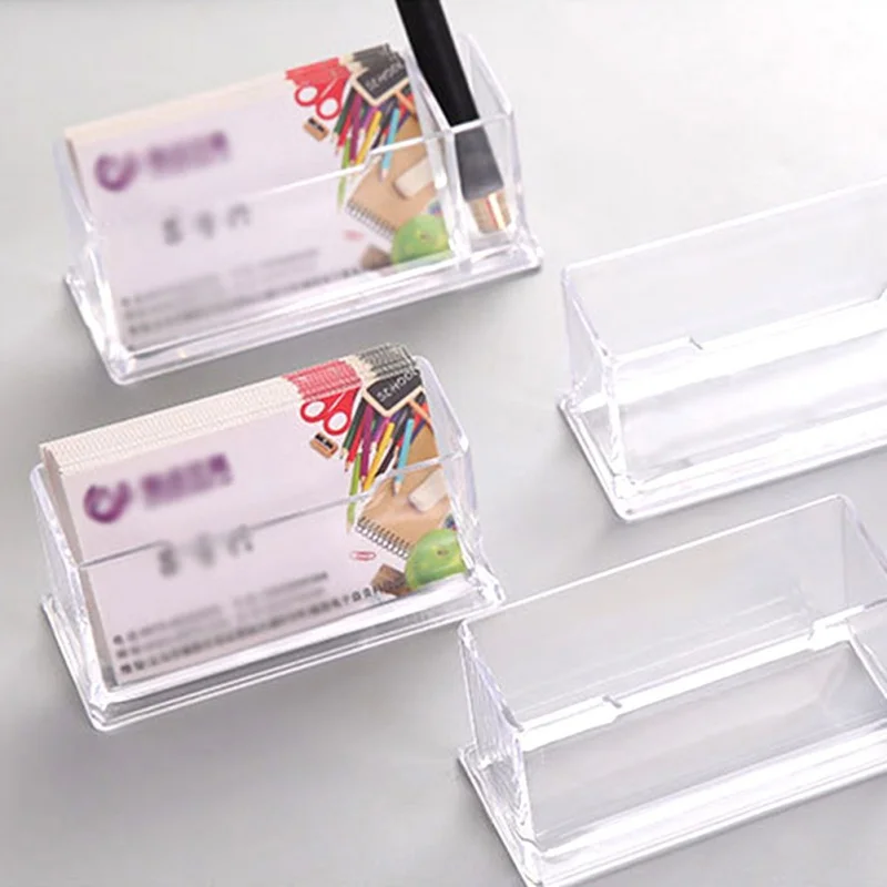 

esk Shelf Box Storage Display Stand Acrylic Plastic Transparent Desktop Business Card Holder