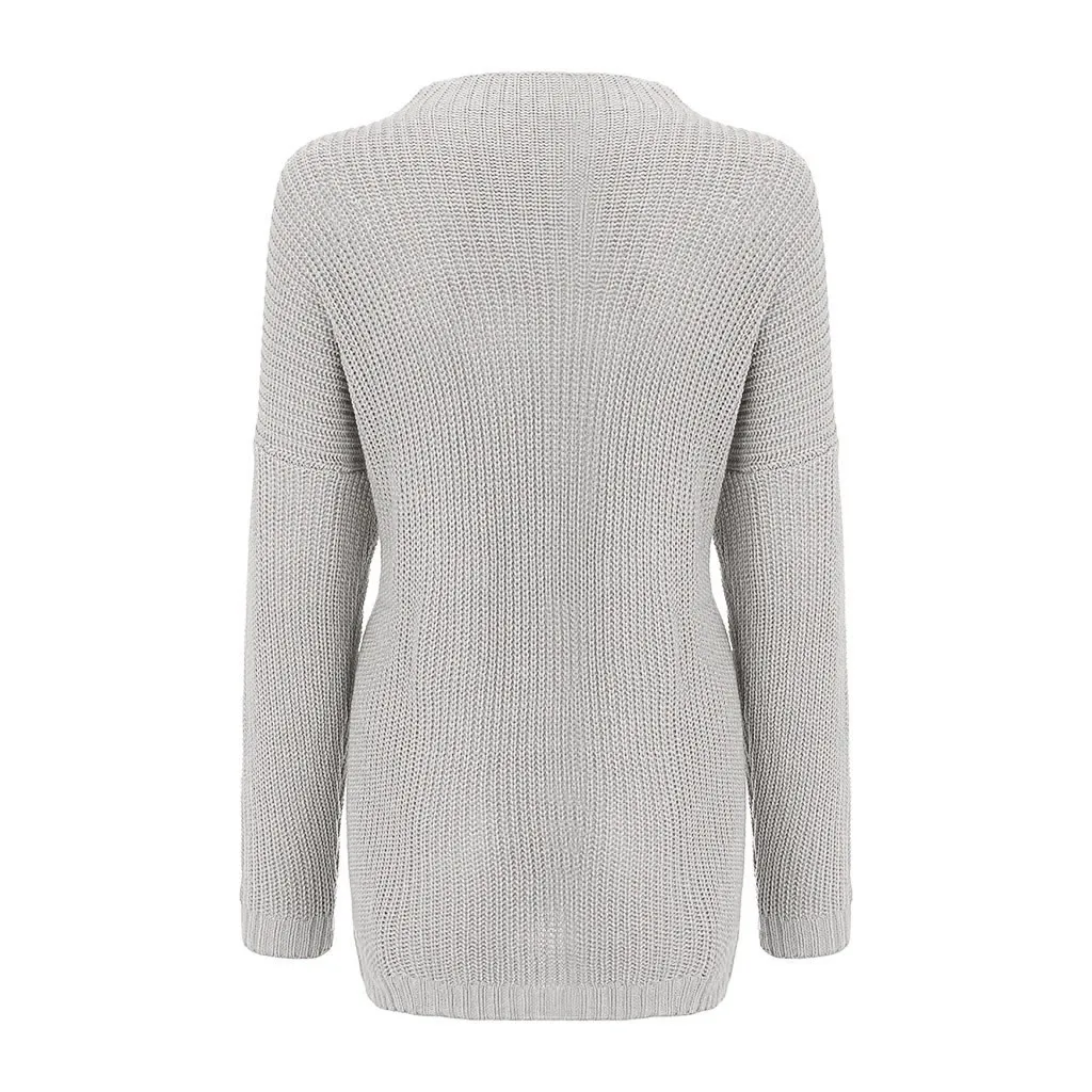 SAGACE, Осенний вязаный свитер с круглым вырезом, Женский однотонный пуловер с длинным рукавом, свободный свитер, платье, теплый топ, стиль «ленивый»