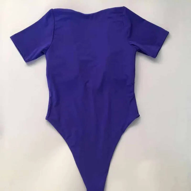 

CHERSHOP High cut Swimwear Women 2020 One Piece Swimsuit Sexy Swimsuits Solid Swim Suit Short Sleeve Bathing Suit with Padded