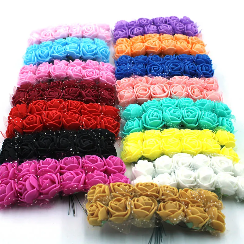 

12pcs/batch mini rose artificial flower foam flower diy flower ball garland headdress wedding decoration bridal flower