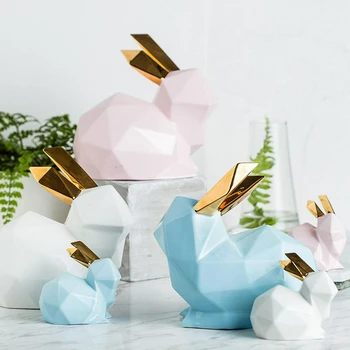 

Ceramic Bear Miniature Figurines Gold-plated Home TV Cabinet Desk Decoration Wedding Gifts Jewelry Necklace Holder Ornaments