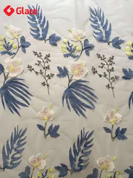 

1Y 2020 New Korean pastoral flower leaf embroidery cotton fabric cheongsam tablecloth tablecloth home cotton fabrics G1336