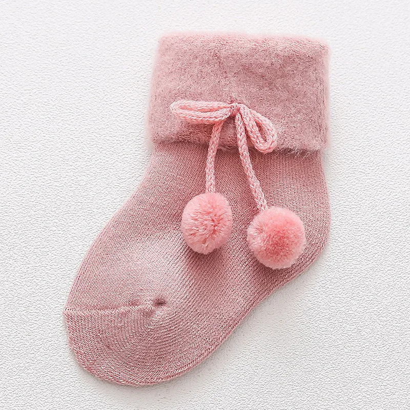 От 0 до 2 лет носки для малышей на осень и зиму махровые носки для мальчиков и девочек теплые хлопковые носки для малышей - Цвет: Розовый
