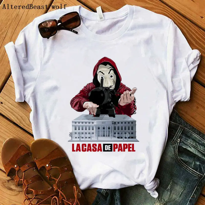 Дизайн La Casa De Papel футболка Money Heist Tees сериал Футболка женская повседневная с коротким рукавом House Of paper vogue tees - Цвет: as picture