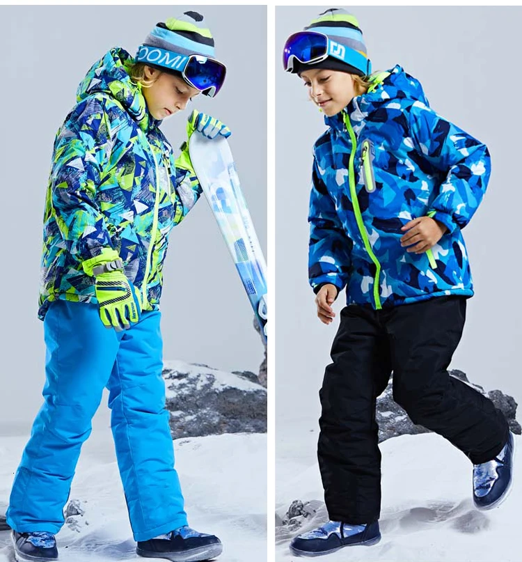Детский лыжный костюм-30 градусов, комплект одежды для мальчиков и девочек, детская Водонепроницаемая спортивная куртка для сноуборда, штаны, одежда, зимний комбинезон для подростков