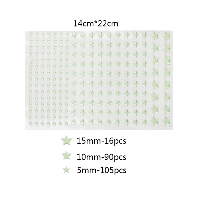 Luminous 3D Stars Dots Wall Sticker for Kids Room Bedroom Home Decoration Glow In The Dark Moon Decal Fluorescent DIY Stickers 211pcs stars
