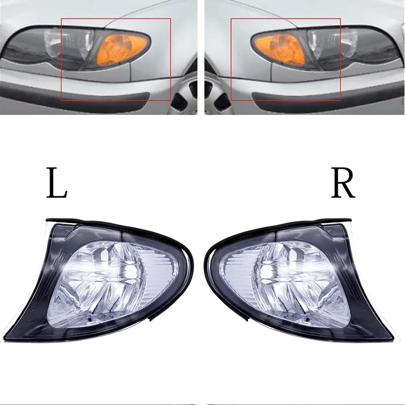 

2 Pcs Car Black Shell Turn Signal Lamp Cover Left & Right Lights Housing For BMW 3 Series E46 4DR 318i 320i 325i 330i 2002-2005