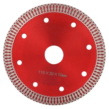 

110mm 4'' Super Diamond Ceramic Saw Blade 10mm Thin Rim Porcelain Cutting Blade X Teeth For Fast Smooth Dry Wet Cutting + Gasket