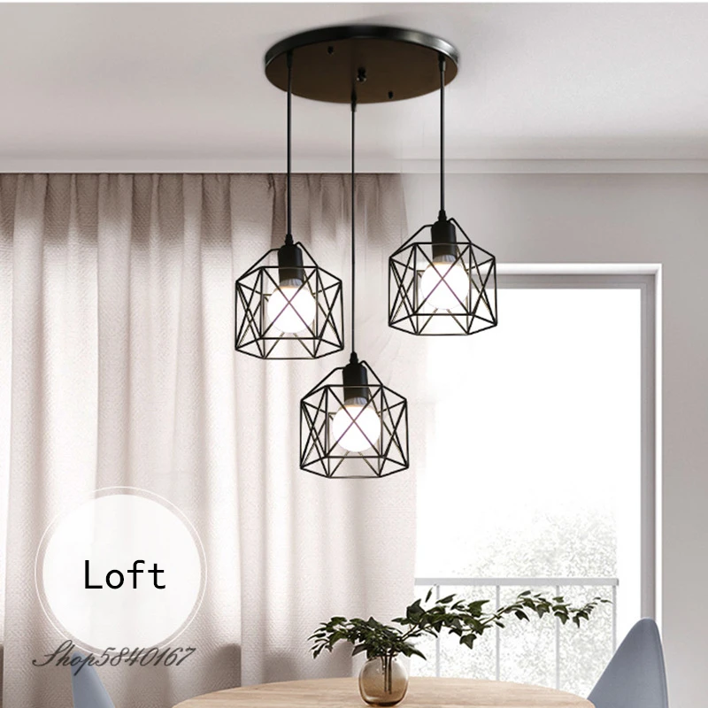 Lámpara colgante Industrial rústica, luces geométricas de hierro de cocina, Loft, cafetería, tienda, accesorios de iluminación colgantes|Luces colgantes| - AliExpress