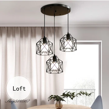 

Rustic Industrial Pendant Lamp Geometry Iron Pendant Lights Kitchen Island Lamp Pendant Loft Cafe Shop Hanging Lighting Fixtures