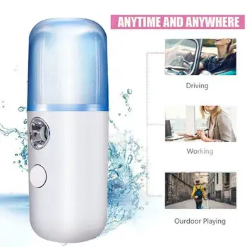 

USB Charging Face Steamer Portable Nano Mister Face Humidifier Mist Moisturizing Spray Sprayer Face Beauty Atomization Spra J7H4