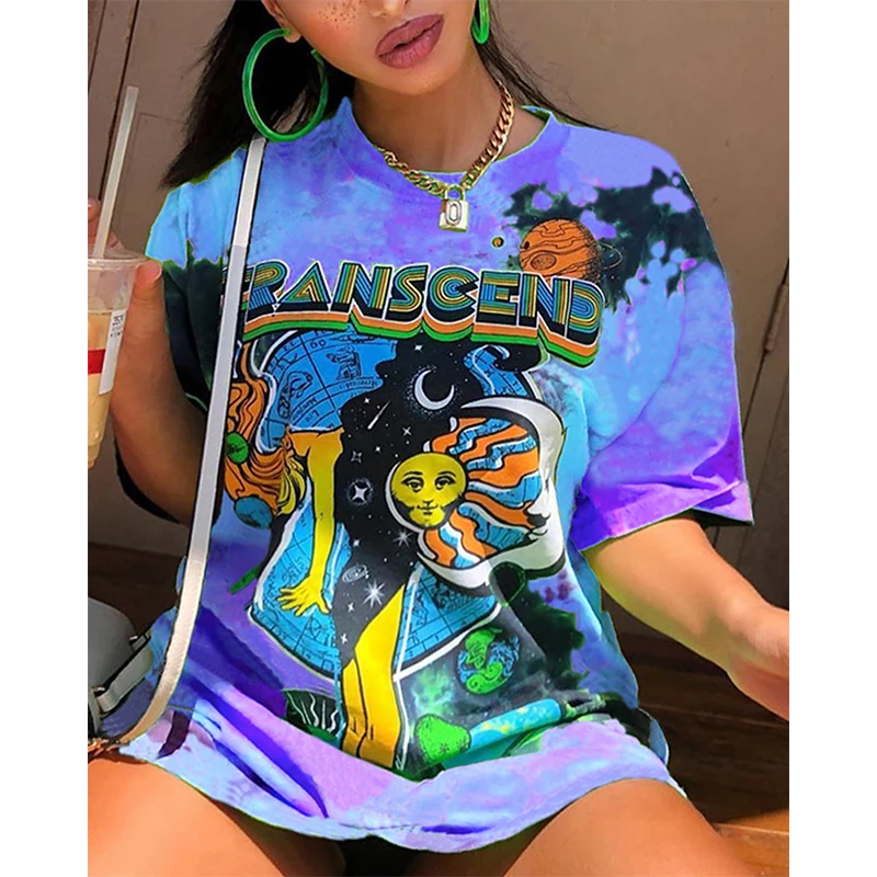 High Street Oversized T shirt Women Summer Y2K Clothes Plus Size Short Sleeve Harajuku O neck Graphic Bodyfriend Tee Tops