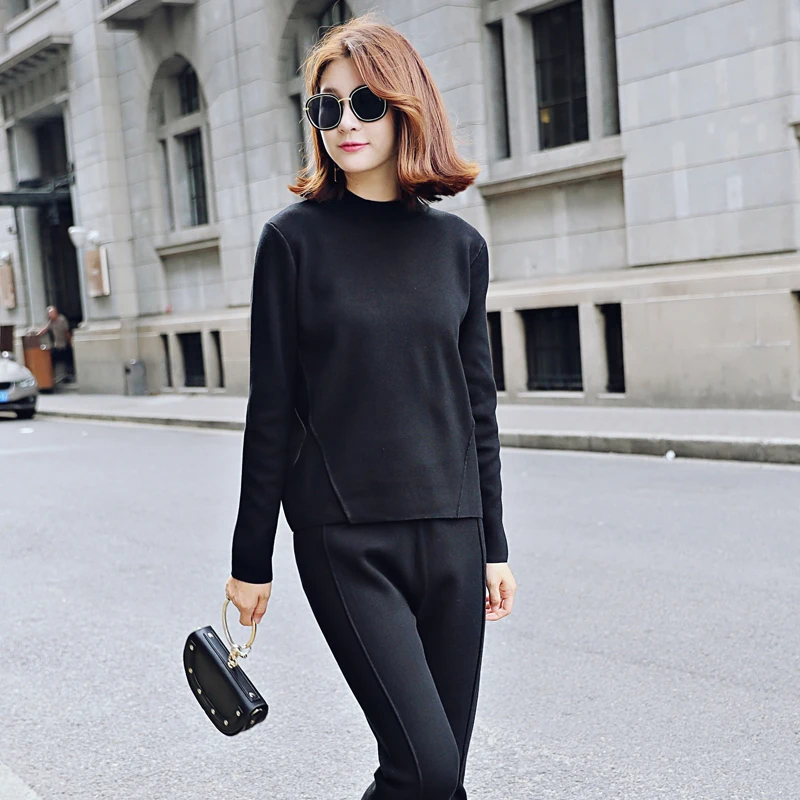 Knitwear Sale O-neck And Harem Pants Fashion 2 Piece Suit Female New Large Size Simple Casual Knitting Two-piece Women