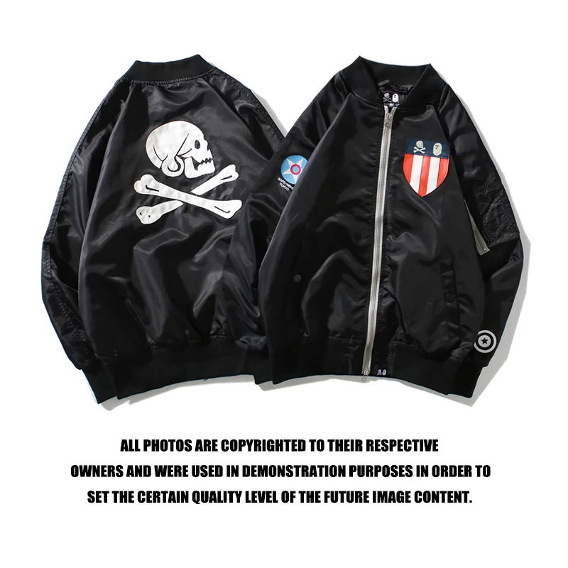 

2019 Superstar Co-branded Skull Men's Zipper Jacket Jacket Men Hip Hop Punk Style Black Reflective Jacket