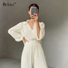 Bclout Long Sleeve Autumn Winter Shirts Blouses Woman Pleated Work Ladies Top Elegant Loose Women Blouse Khaki Solid Tops 2022 ► Photo 1/6