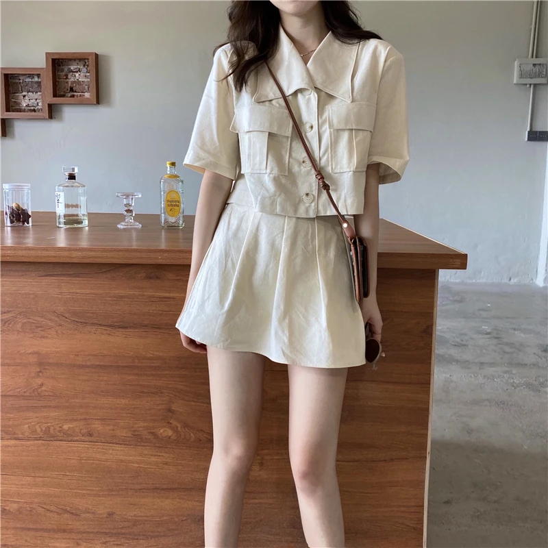 Летний комплект из двух предметов для женщин в Корейском стиле свободные