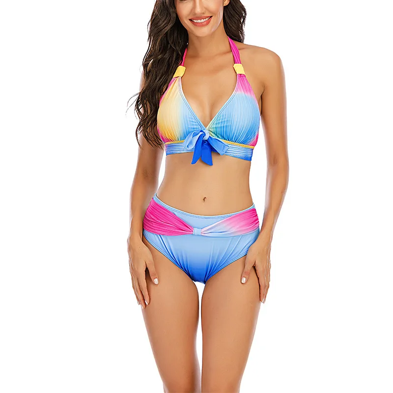

Sexy Swimsuit 2021 New Gradient Bikini Ladies Swimwear Beach Wholesale Swimming Suit for Women