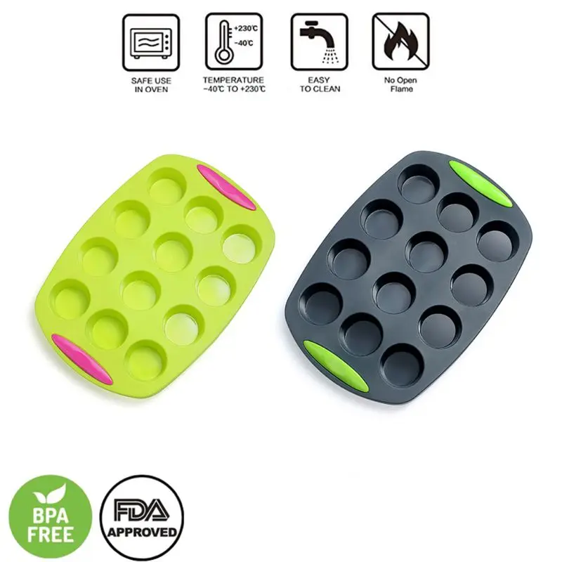 Мини силиконовая форма для маффинов 12 чашек кексов не содержит Бисфенол А