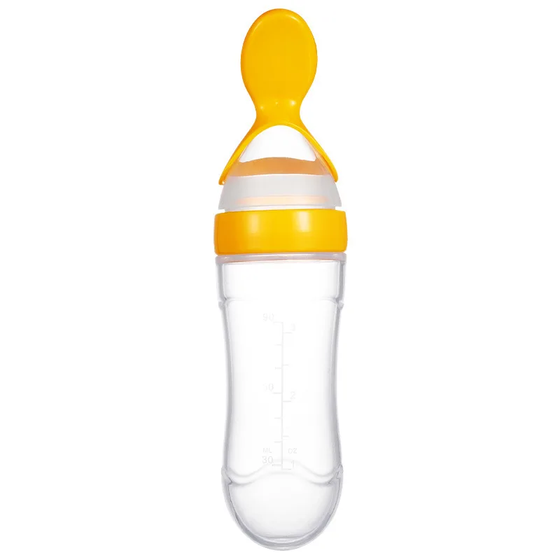1 шт., бутылочка для кормления новорожденных, силиконовая, тренировочная, рисовая ложка, для младенцев, хлопья, пищевые добавки, питатель, безопасная посуда, инструменты - Цвет: Yellow