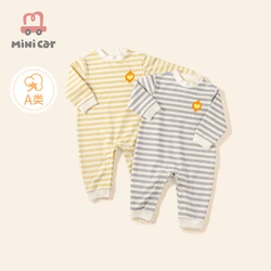 Nouvelle collection automne et hiver pour bébé, combinaison épaisse à rayures, vêtements une pièce mignons 