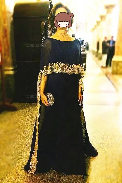 

Black with Gold Lace Mother of the Bride Dresses with Wrap 2019 Mermaid Women Evening Dress Formal Occasion Wedding Guest Gown