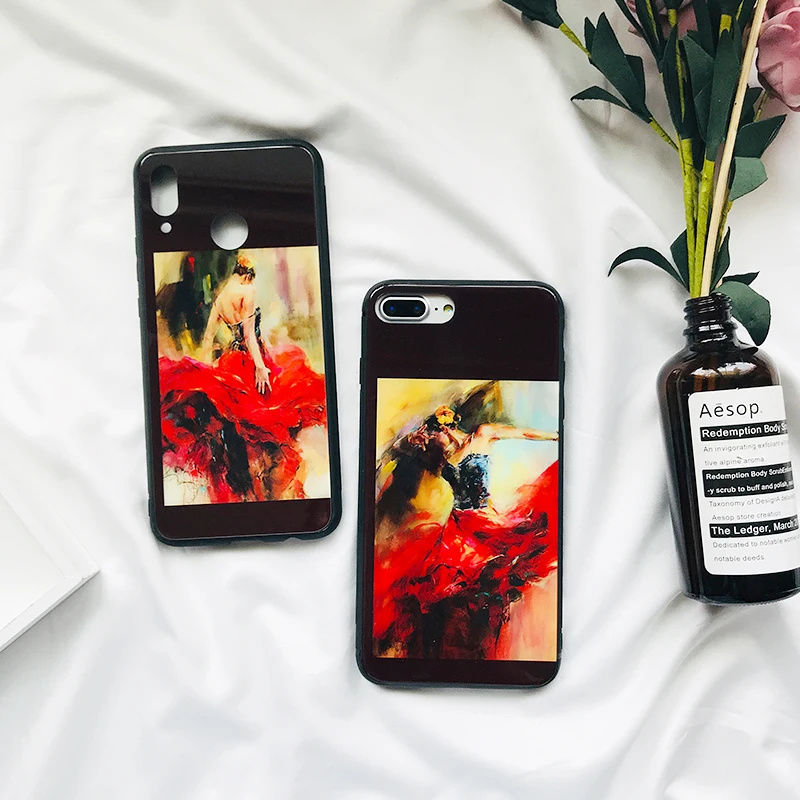 Чехол для мобильного телефона из закаленного стекла Iphone XS MAX XR X Pino картина маслом