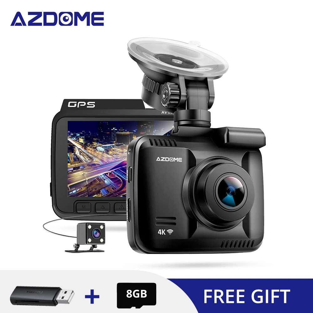 Продажа AZDOME GS63H 4K Встроенный font b gps b font WiFi Автомобильный видеорегистратор регистратор, видеорегистратор для транспорта, с двумя объективами 6 10 метров зерка...